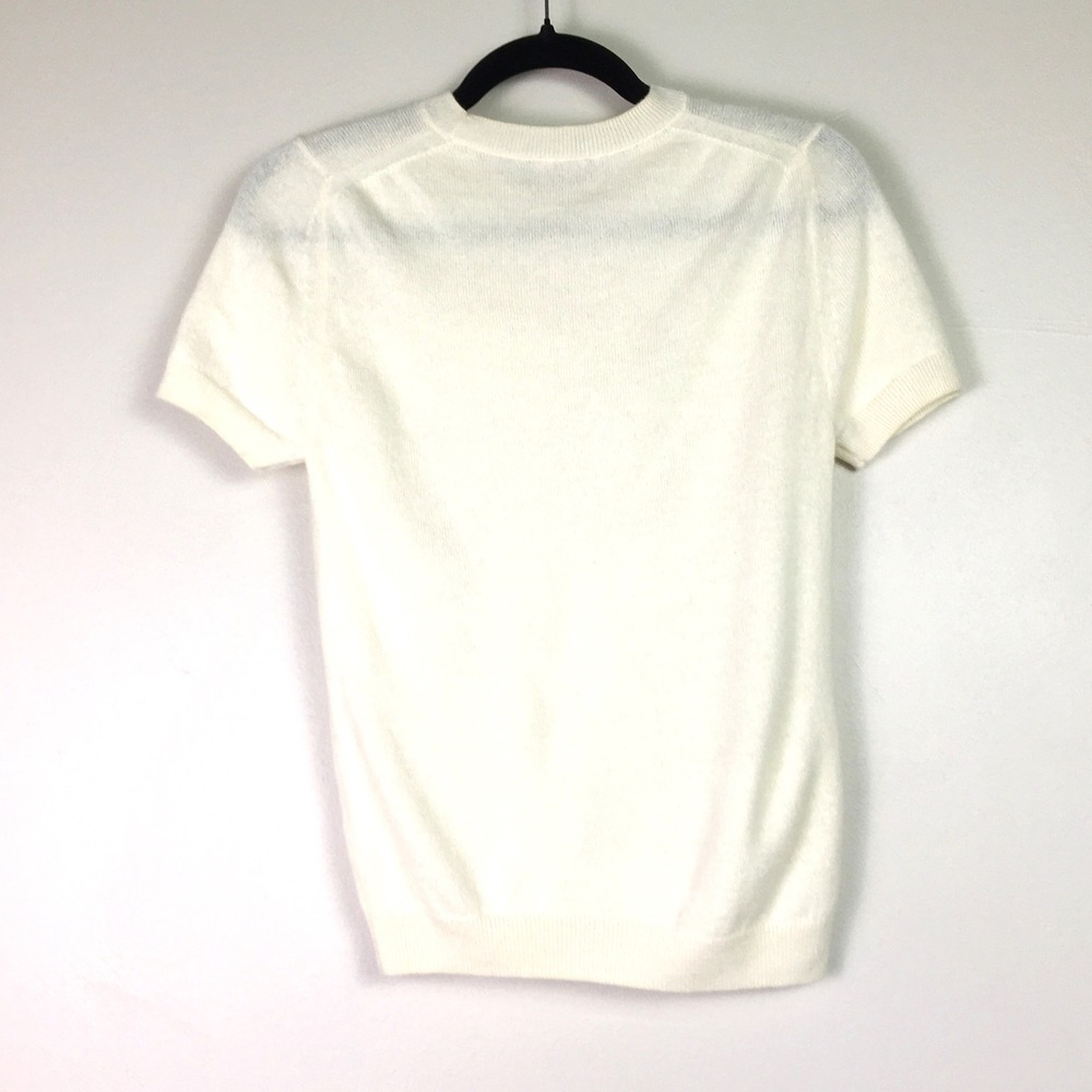 Quince 100% Mongolian Cashmere Short Sleeve Sweater S Ivory White - Picture 2 of 4